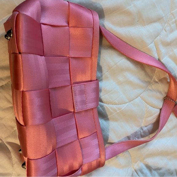 HARVEYS Seatbelt Bag Pink Tote Satchel Purse Shoulder - Picture 3 of 7